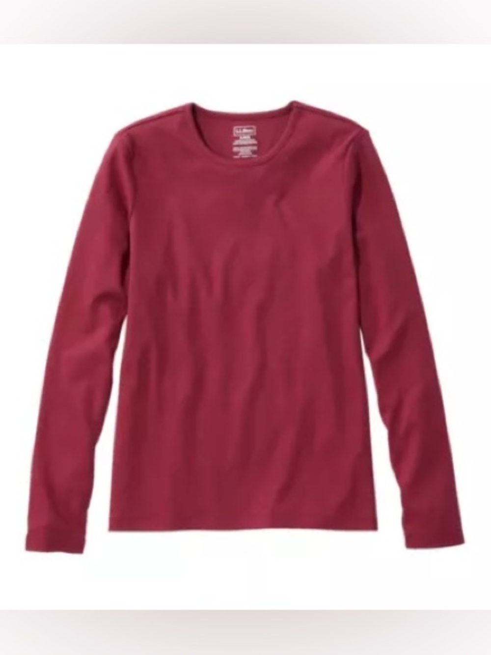 L.L. BEAN | Women's Pima Cotton Tee, Long-Sleeve Crewneck in Burgundy